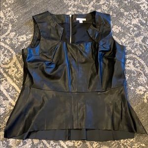 Faux Leather Peplum Top